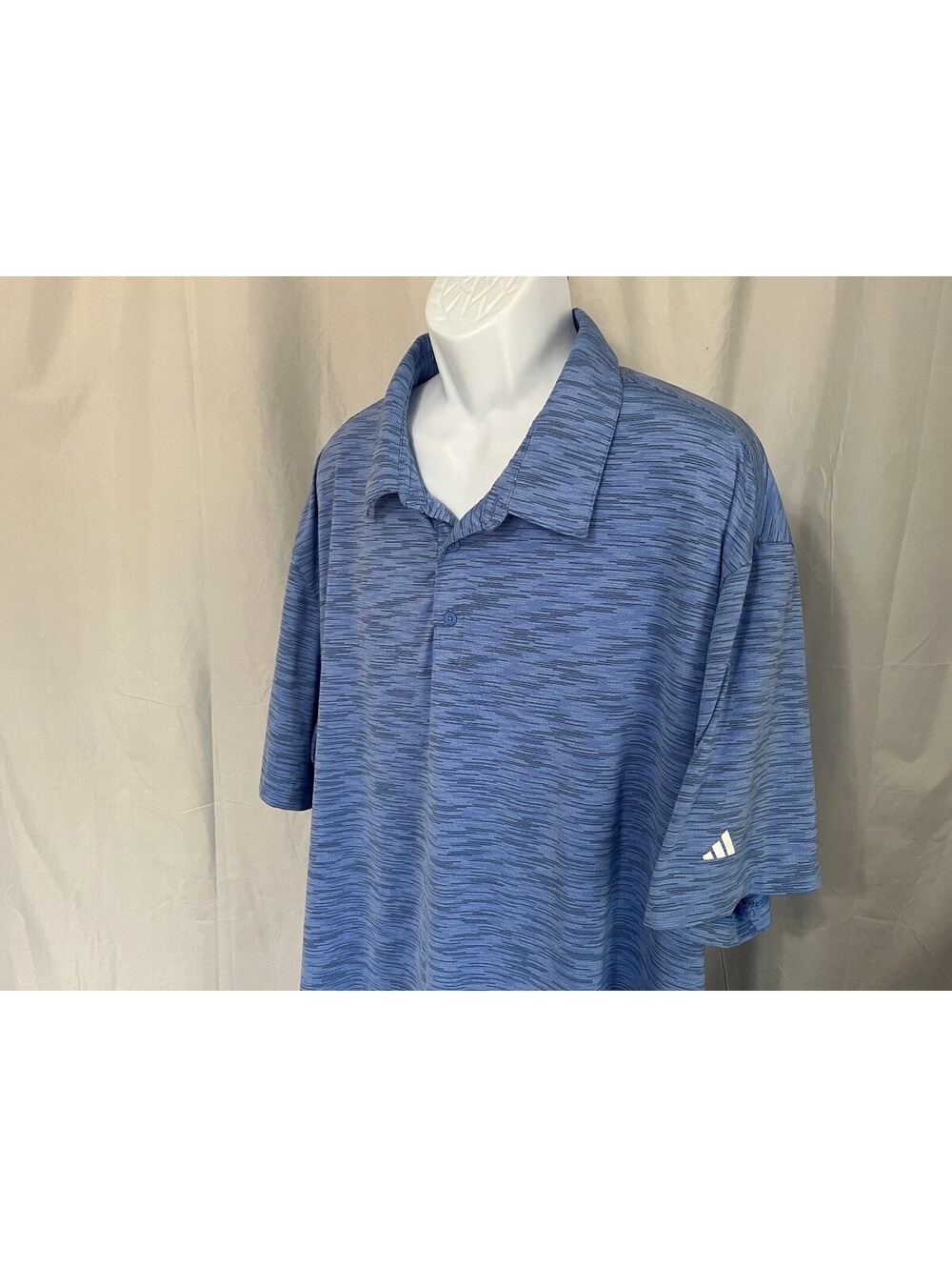 Adidas Golf Men's Blue Gray Flecked Short Sleeve Polo Shirt 4XL Performance